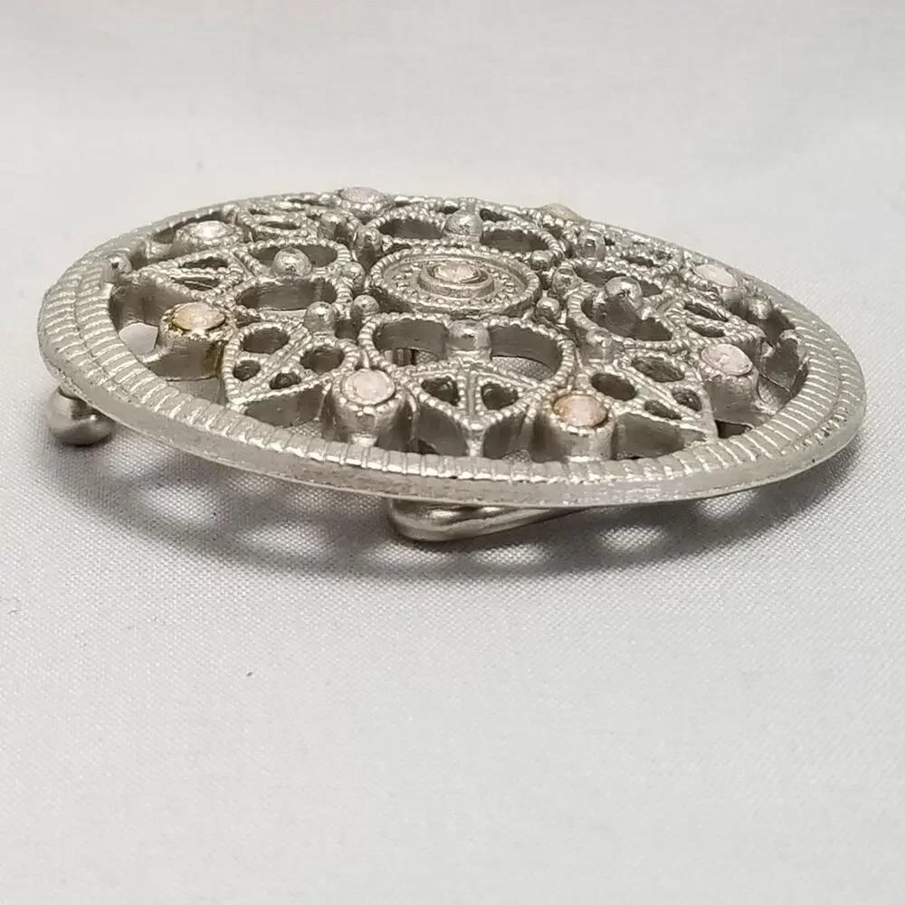 Vintage Belt Buckle‎ Women's Small Western Victorian Rhinestones Art Deco
